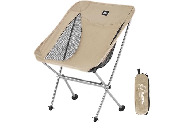 Naturehike Campingstol, bärbar hopfällbar stol, ultralätt fällstol med bärväska, lättviktig fiskarstol, snabb demontering och montering, för camping, picknick, utomhus (Khaki M)
