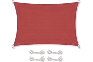 CelinaSun Toldo de Sol para jardín y balcón Incl. Cuerdas de sujeción HDPE Rectángulo 2 x 4 m Terracota protección Solar Transpirable