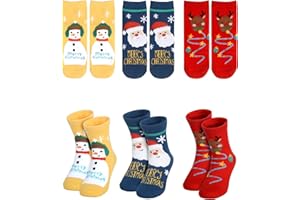 Becellen 3 Pares Calcetines Navidad Niños, Calcetines Navideños Niños Calcetin Navidad Meias Natal Christmas Socks Suave Térmicos para Niña Niño