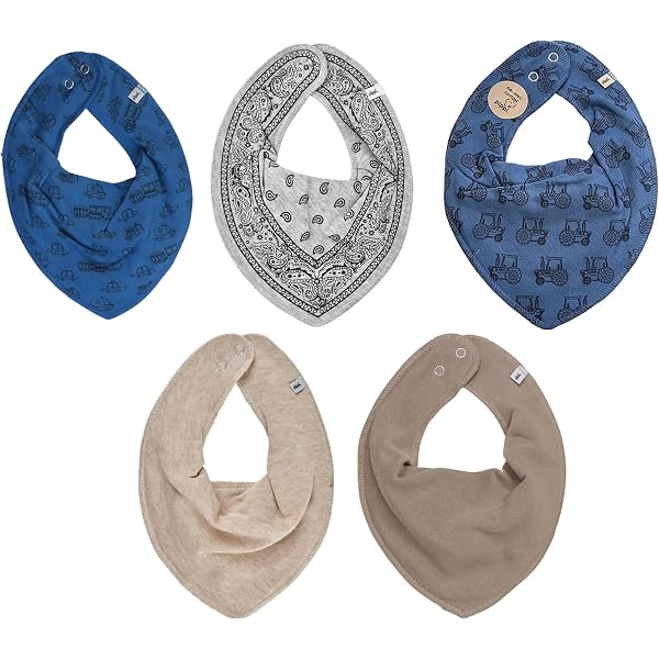 Bandanas Bib Pippi (Lot De 3) - Foulards Triangulaires Absorbants Pour Bébé (65% Coton, 35% Polyester)