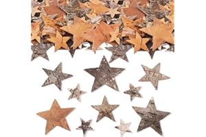 ParPix 40 Stück Birkensterne Groß Streudeko Weihnachten, 3-6cm Birkenholz Sterne Konfetti,Holzsterne Weihnachten Streudeko,Stern Holz Weihnachten Tischdeko,4 Größen Birkenholz Sterne Geburtstag Deko