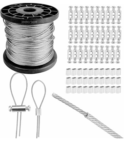 WZEAUL 35 Câbles en Acier Inoxydable à Suspendre Kit,304 Cable Inox 3 avec Tendeur Cable