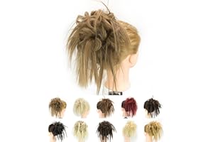 IMISSU 2 Pièces Chignon désordonné Piece Updo Faux Chouchous Extension Ondulés Bouclés Postiches Queue De Cheval Chignon Bandeau pour Femmes Filles (2PCS Cendre Cuivre)