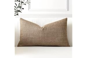 Artscope Juego de 1 Fundas de Cojines Decorativas Cuadradas de Lino 30 x 50 cm para Decoración del Hogar Sofá Dormitorio Coche 12x20 Marrón