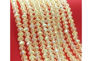 PERLIN Cuentas checas de cristal de Bohemia facetadas y redondas, tamaños de 4, 6, 8, 10 mm, color amarillo tornasolado, 4 x 3 mm