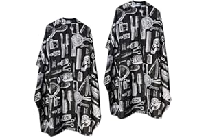 LUFFLOK 2 Piezas Capa de Barbero, Bata de Peluquería Stamp Duty, Capa de Salón de Peluquería, Capas Impermeable para Barbero, Capas Profesional para Estilizado de Cabello, Corte y Coloración