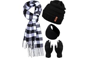 Aneco Winter Warm Set Schal Beanie Hut Touchscreen Handschuhe und Winter Ohr Warm Set für Männer oder Frauen