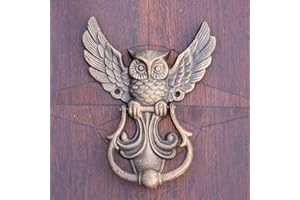 Antikas Heurtoir de porte - En forme de chouette - Poignée de porte en fonte - Style ancien.