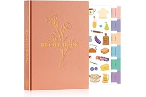 Lanpn Blank Recipe Book Cookbook to Write in Your Own Recipes, Waterproof A5 Empty Cooking Journal for 70 Recipes, Leather Cover Recipe Notebook with Stickers to Organize Your Family Recipes, Rose