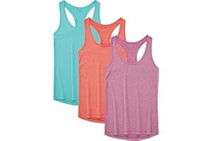 JINSHI Women Activewear Vest Workout Running Shirts Dry Fit Yoga Racerback Tank Tops 3 Pack