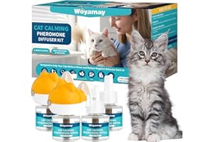 Woyamay Cat Calming Plug-in for Cats, 6-in-1 Cat Pheromone Diffuser for Cat Anxiety Relief, Cat Calming Diffuser with 2 Diffuser + 4 Refill 48ml, Anti Stress for Cats Lasts Up To 120 Days