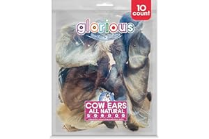 GLORIOUS TREATS AND CHEWS Premium Natural Dog Chews: Single Ingredient Cow Ears with Hair - High Protein, Nutritious & Delicious - Long-Lasting Health-Boosting Alternative to Pig Ears - Suitable for Dogs