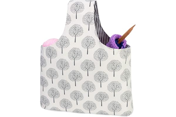 Teamoy Sac à Main de Laine, pour Stochage de Pelote de Laine et Aiguilles à Tricoter (14 Pouce au Max), Facile à Porter, Multipoche, Grand, Arbre