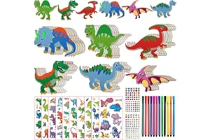 246 st dinosaurier träpysselset, barnfödelsedags pyssel, träpyssel för barn, med 30 träbitar, 202 strass, 12 färgpennor, 2 kl