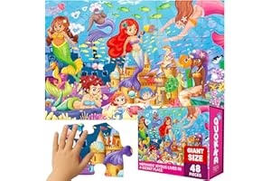 QUOKKA Puzzle Geant Enfant 3 4 Ans - 60x90 cm 48 Pièces Puzzle XXL de Sol Enfants 5 6 Ans - Grand Sirène Jouet pour Garçons et Filles - Educatif Cadeau