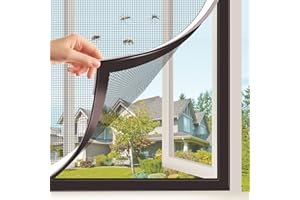 BITOYO Fliegengitter Fenster Magnet, DIY Insektenschutz Fenster Max 150 x 180 cm, Fliegengitter mit Magnet Rahmen Einfache Montage ohne Bohren, Graues Glasfaser-Mesh (Weiß Rahmen Graue Netz)