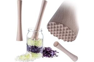 KADAX Machacador de hierbas de madera, 24 x 4 cm, para fermentar chucrut y kimchi, machacador de madera, machacador de chucrut, apisonador manual