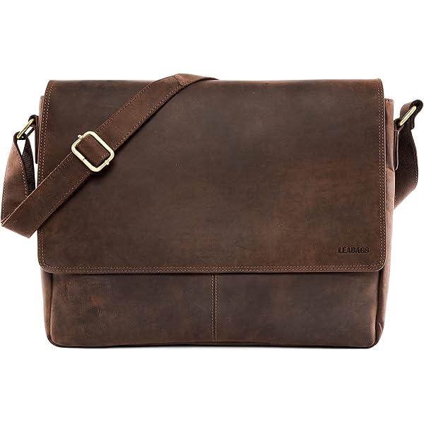 URBAN LEATHER Leren schoudertas voor heren of dames, laptoptas, cadeau, 38,1 cm, vintage leer, bruin, compact formaat 15 x 11 x 4 inch, bruin, compact formaat 15 x 11 x 4 inch