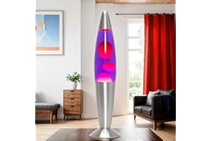 Licht-Erlebnisse Lampada lavica 36 cm rosso viola Timmy, lampada decorativa retrò, G9 25 W con interruttore a cavo, idea regalo di Natale, lampadina inclusa, mini lampada lavica rosso viola