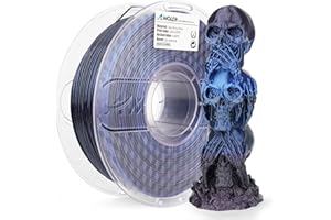 AMOLEN PLA 3D Printer Filament, Silk Shiny Black Blue PLA Filament 1.75mm, Color Change 3D Printing Filament for Most FDM 3D Printer, 1kg Spool(2.2lbs)