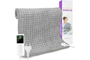 Hossom Poduszka grzewcza z automatycznym wyłączaniem, 84 x 43 cm, poduszka rozgrzewająca na plecy, kark, ramiona, brzuch, 9 stopni ogrzewania (35-75°C) i 2-godzinny timer, koc elektryczny z
