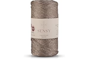 S SENSY Sensy Premium 2 mm 230 Meter Glitzer Polyester-Seil, 90% Polypropylen, 10% Polyesterschnur, Makramee-Kordel 2 mm Häkeltasche Kordel Makramee Seil Häkelgarn Geschenk für Strickwaren (Nerz-Glitzer)