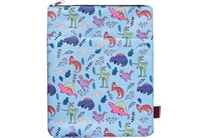 LPARKIN Custodia a libro con dinosauro carino copertina per libro in brossura, tessuto lavabile, maniche a libro con cerniera, media regalo dinosauro per gli amanti dei libri