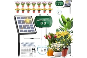Onherm Sistema de Riego Por Goteo Automático Solar, Kit Riego Por Goteo Autorriego para Macetas con 12 Modos e Manguera de 15M para Vacaciones Interior exterior Jardín Terraza Balcone Plantas Verdura