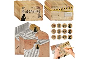 RICKMASK 12 Einladungskarten,Einladungskarten Kinder mit 12 Umschläge,Einladungskarten zum Detektiv,Kindergeburtstag Einladungen Kinder Einladungsset für Party Junge Mädchen