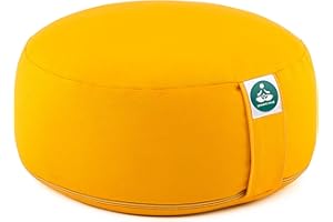 Present Mind - Cuscino Rotondo da Meditazione, Lavabile, con Imbottitura in Grano saraceno, Altezza di Seduta di 16 cm