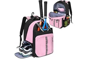 GOBUROS Tennisrucksack für Damen/Herren, Tennistasche mit separatem belüftetem Schuhfach, multifunktionale Sporttasche für Tennis/Badminton/Pickleball/Squachschläger und Zubehör