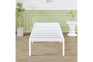 Lutown-Teen Rete Letto Singolo 80x190 cm a Doghe in Ferro, Alta 46 cm, Struttura Letto con Gambe ad Angolo Curvo, Giroletto Singolo, Spazio Aggiuntivo Sotto, Montaggio Facile, Silenzioso, Bianco