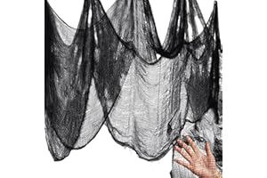 PAPU 6 x 1.50M Halloween Deko Stoff Gruseliges Tuch Schwarz,Gruseliges Käsetuch Große Horror Halloween Dekoration Innen Outdoor Gruseliges Tuch Gothic Halloween Party Tischdeko Türen Vorhang