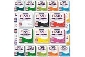 JustArtsCrafts Fimo Soft Oven Hardening Bake DIY Crafts Sculpting Moulding Polymer Modelling Clay 12 x 57g Multicolour Blocks