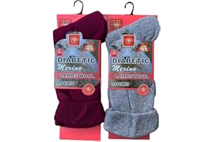 ZRWASKA® 2 Pairs Diabetic Socks For Womens Merino Wool Thermal socks Extra Warm Thick Non Elastic Soft Top Wide Elastic Walking, Hiking,