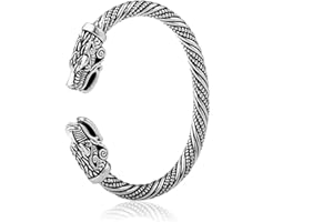kkjoy Pulsera de metal con cabeza de animal vikingo, estilo vintage, para adolescentes, para hombres