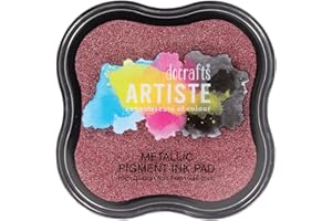 DOCRAFTS ARTISTE Artiste Pigment Metallic Berry Red Ink Pad for Stamping, Embossing Powders, Crafting Supplies, Highly Pigmented, Use with Clear Stamps, Rubber Stamps, Ink Pads are Safe Non-Toxic Acid-Free