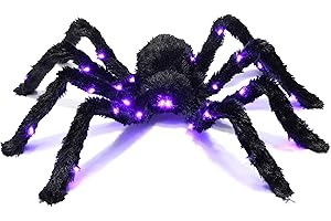 Prextex Ragno Peloso Nero Illuminato/Tarantola per Decorazione Casa Stregata Halloween Migliore Decorazione per Halloween