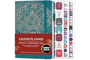 Legend Planner - Meilleur agenda hebdomadaire et calendrier mensuel pour augmenter la productivité, atteindre les objectifs et gérer le temps-maître - A5, non daté - Sarcelle Foncée, Feuille d'or
