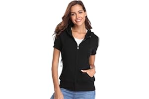 Miss Moly Women's Short-Sleeved Hooded Sweatshirt with Zip