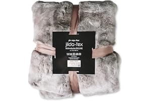 ‎JILDA-TEX jilda-tex Wohn- Kuscheldecke Felloptik Rabbit Deluxe 750 GSM 150x200 cm Kunst-Felldecke (Nerzfell)