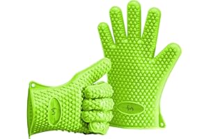 Belmalia 2 Silikonowe Rękawice Kuchenne do kuchni i grilla, zestaw, para, uchwyty na garnki, rękawice piekarnika, Zielony