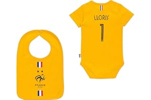 Equipe de France de Football Body + Bavoir FFF bébé Hugo LLORIS - Collection Officielle