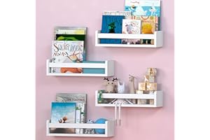 NATURE SUPPLIES Set di 4 mensole bianche per cameretta 41 cm, ideali per libri, giocattoli e decorazioni, libreria galleggiante da parete per cameretta e camera dei bambini