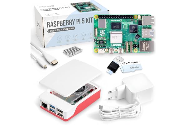 DB-tronic Starter Kit pour Raspberry Pi 5 16 Go | Édition 128 Go | Alimentation 27 W | Boîtier avec Ventilateur | Micro HDMI 4K | Dissipateur | idéal pour Home Assistant et Le Smart Home