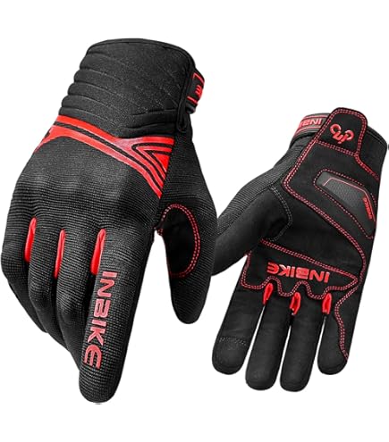 aaasportx Motorhandschoenen heren leer met touchscreen-functie - beschermers motorhandschoenen heren en dames ademend motorhandschoenen met anti-slip pads