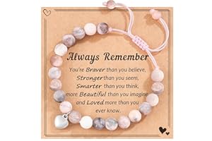 FADCAER Serce bransoletka z kamienia naturalnego regulowana, różowa bransoletka z wisiorkiem w kształcie serca, prezenty dla nastolatków, mamy, babci