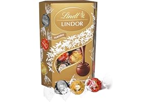 Lindt LINDOR incluye bombones de chocolate negro 70% de cacao, chocolate con leche, chocolate blanco, delicioso bombón con interior de chocolate cremoso, 200g, aproximadamente 16 bombones