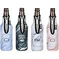 Cosmos 4 Pcs Beer Bottle Sleeves Neoprene Insulator Sleeves Bottle Jackets Sleeves Beverage Bottle Cooler with Built in Bottle Opener (Marble Pattern (4 Pcs))
