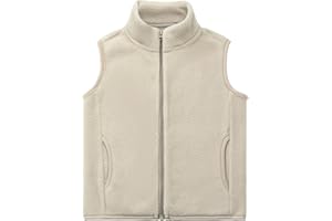 ANIMQUE Bambino Bambini Pile Polare Gilet Adulti Giacca Senza Maniche Colletto in Piedi Antivento Cerniera Caldo Cappotto Solido Genitore-Bambino Leggero Capispalla Tops